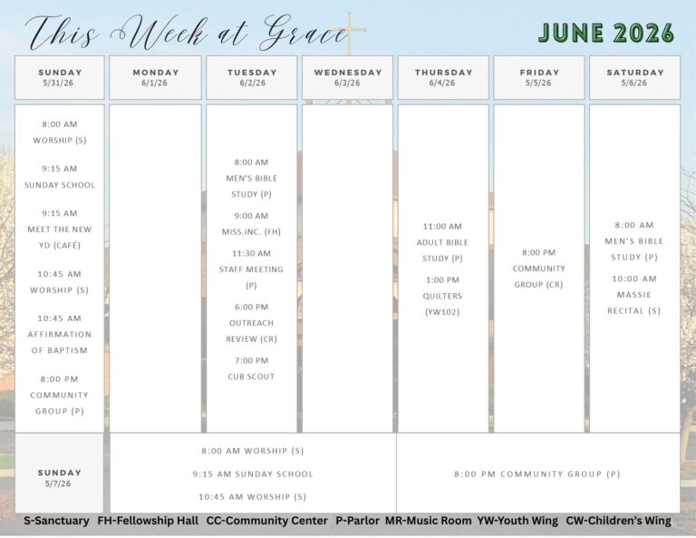 This week at Grace 6-1-26